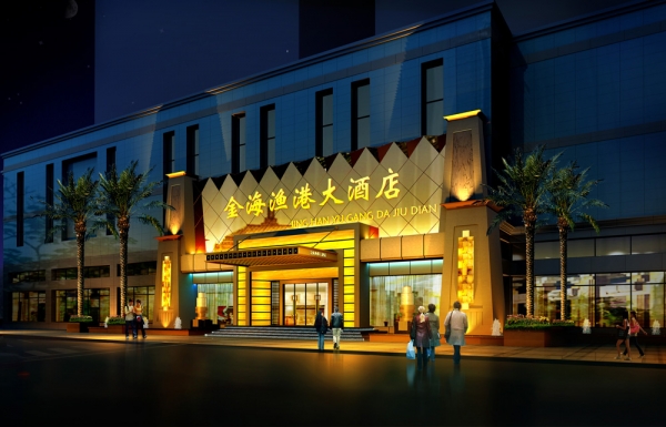 酒楼酒店门头效果图